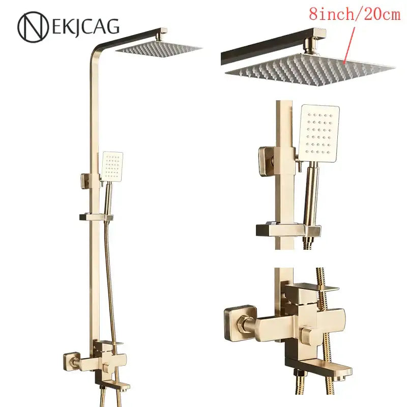 Modern matte black shower faucet set with waterfall bathtub tap