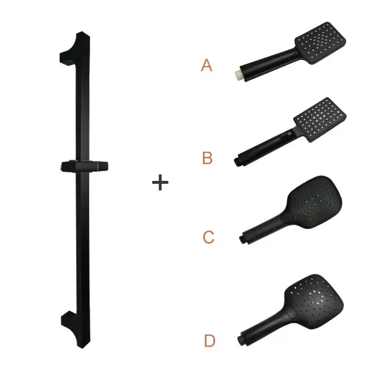 Modern matte black shower slider rail set bathroom rainhead
