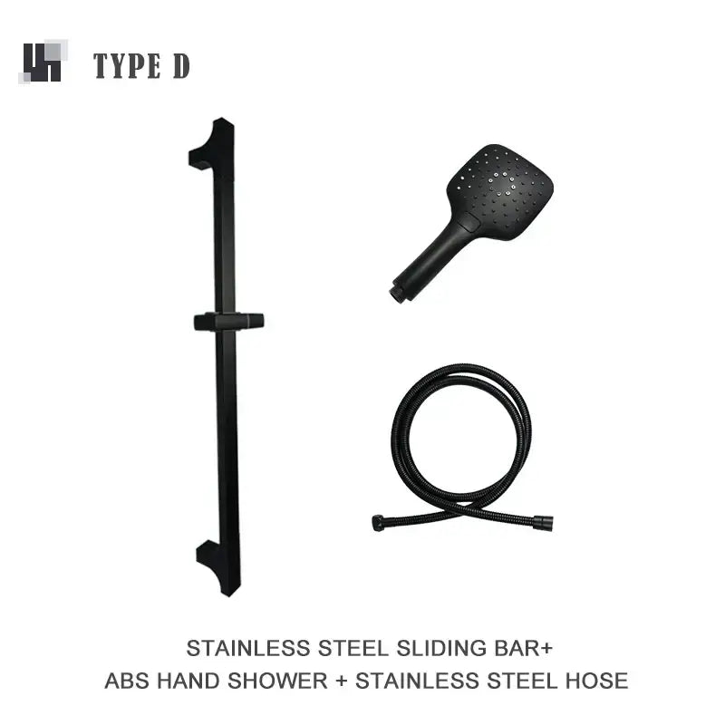 Modern matte black shower slider rail set bathroom rainhead
