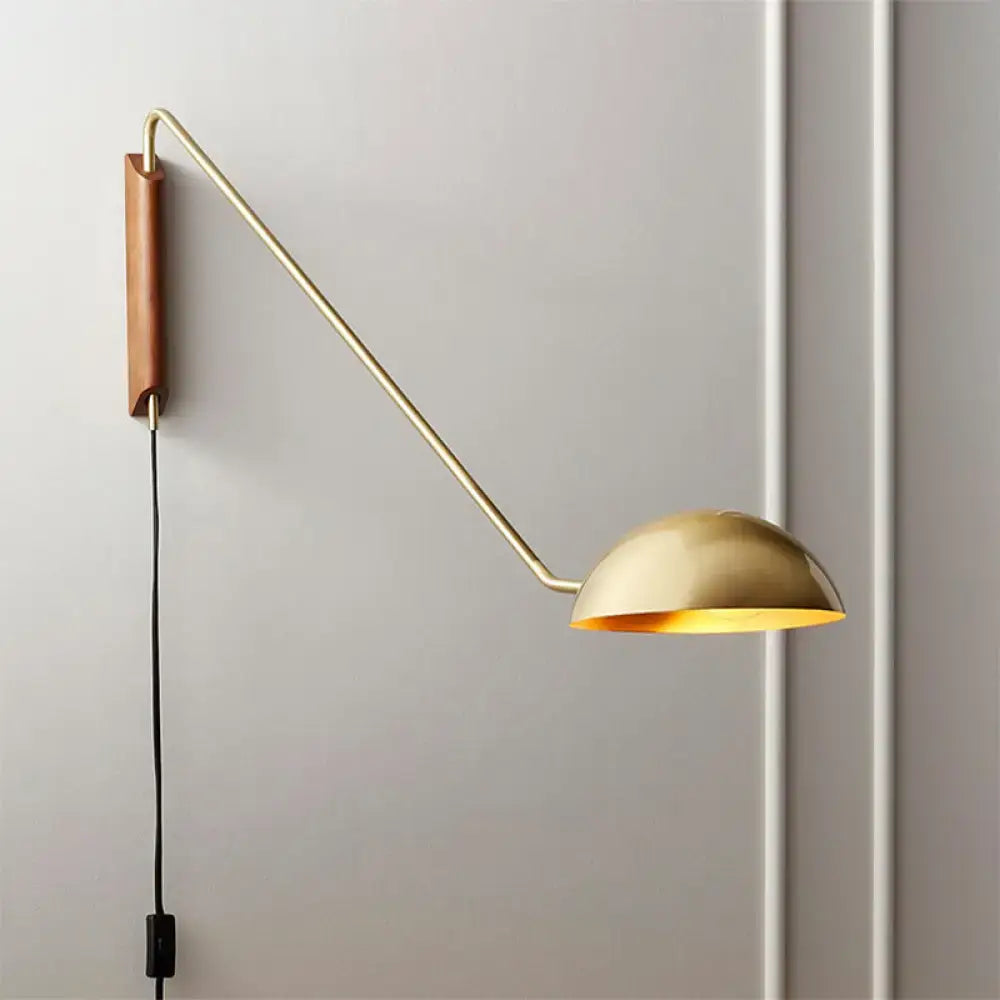 Modern matte black swing arm bedside wall lamp with wood accent bedroom