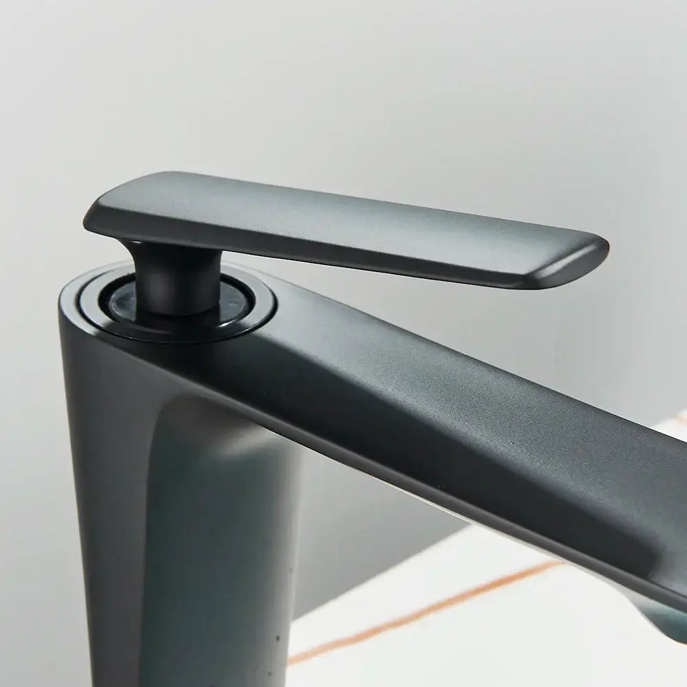 Modern matte black tall basin brass faucet bathroom sink tap