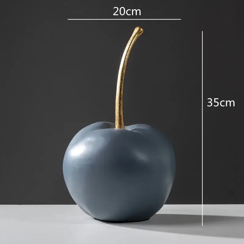 Modern matte blue resin apple ornaments living room decor
