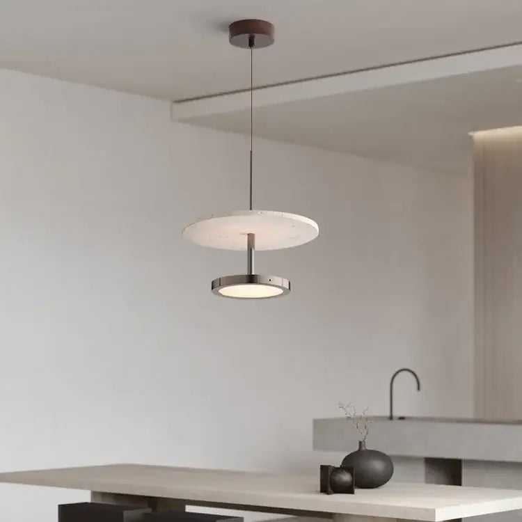 Modern matte white black stone pendant led chandelier dining room