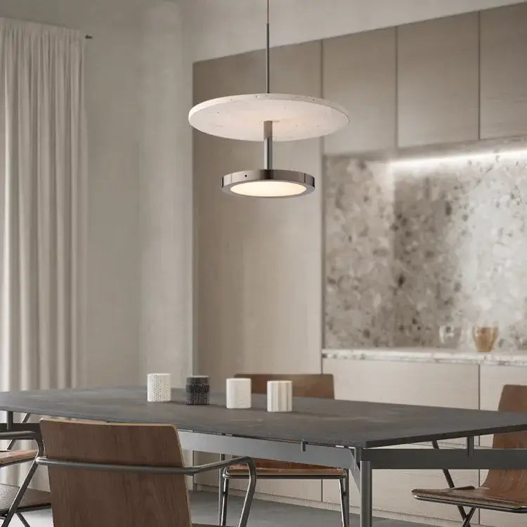 Modern matte white black stone pendant led chandelier dining room