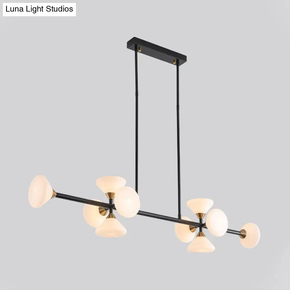 Modern matte white glass flared chandelier – kitchen island light