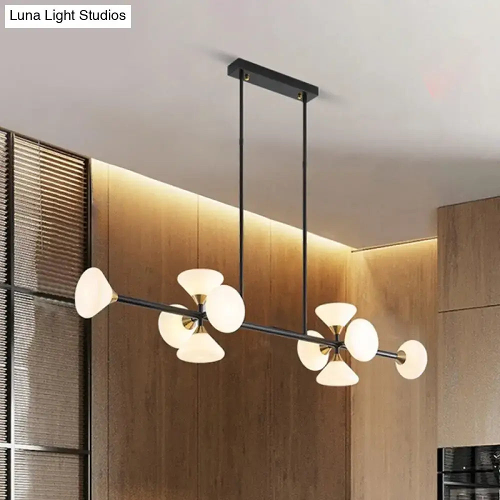 Modern matte white glass flared chandelier – kitchen island light