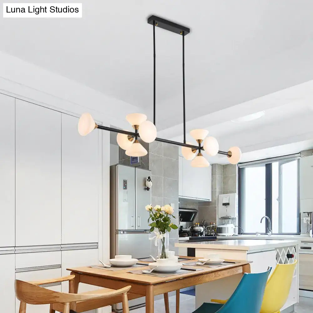 Modern matte white glass flared chandelier – kitchen island light