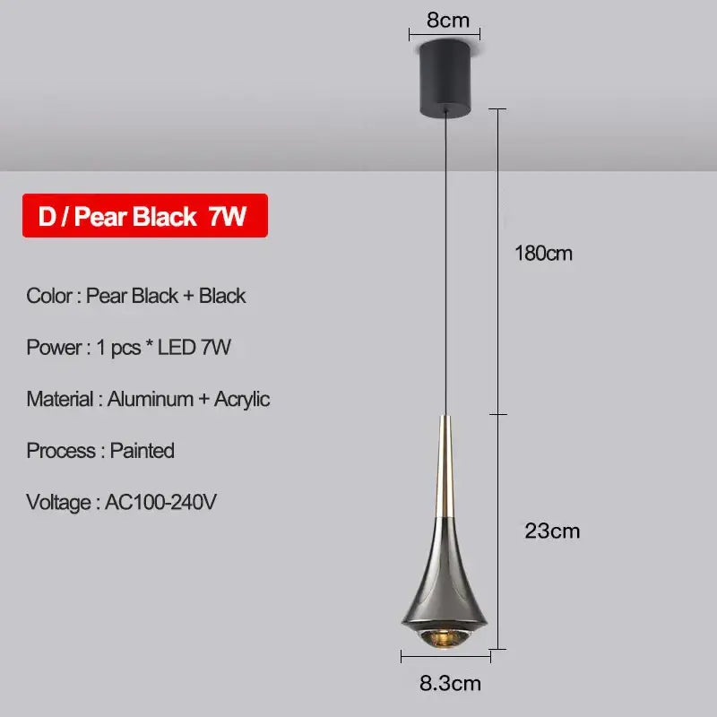 Modern metallic teardrop decorbites led pendant kitchen light