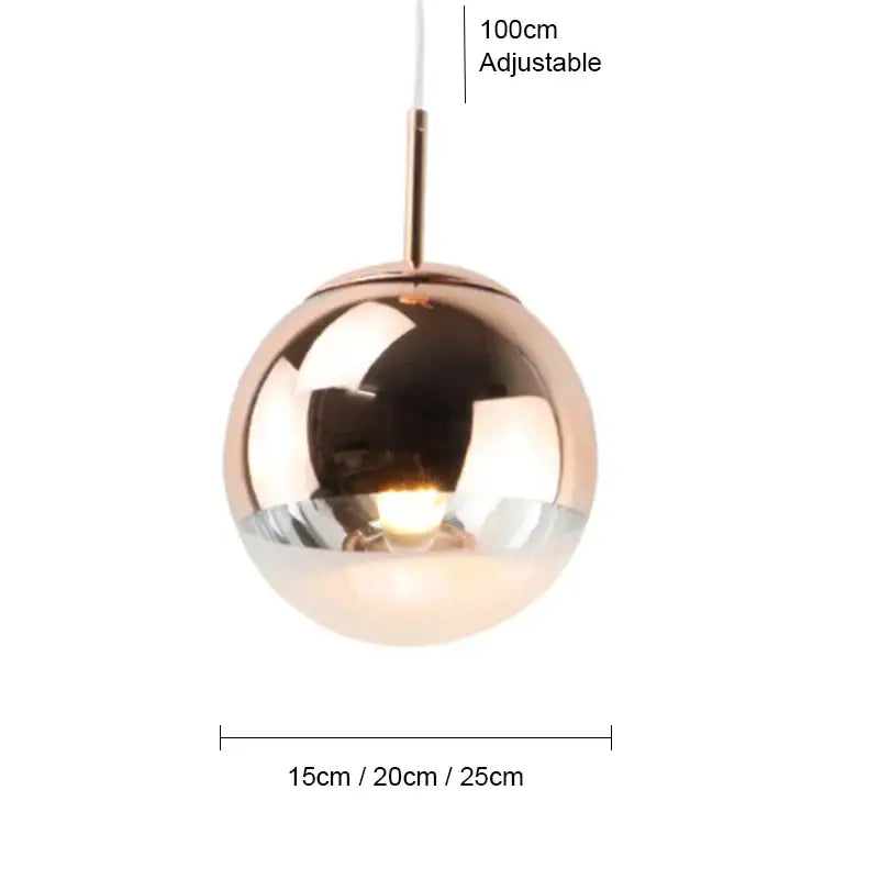Modern metallic tri color ball pendant lights for living room