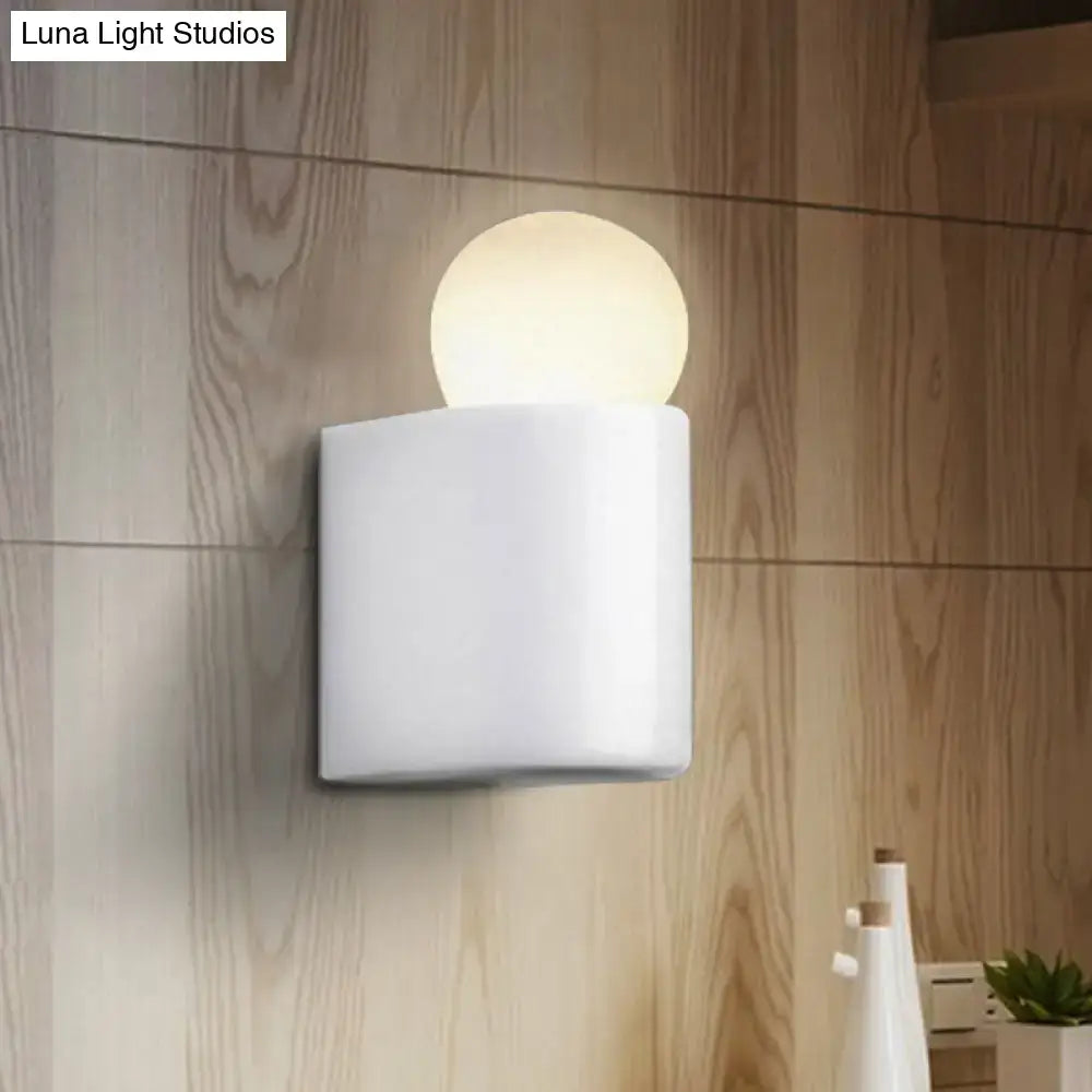 Modern milk glass ball wall lamp bedroom small medium sconcelight