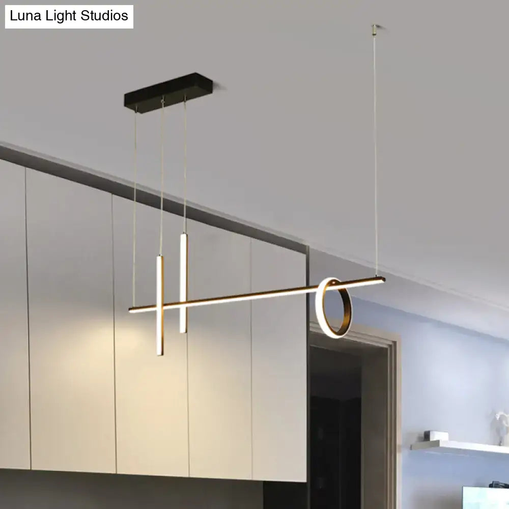 Modern minimalist black acrylic led pendant light dining room kitchen