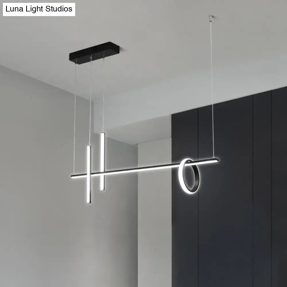 Modern minimalist black acrylic led pendant light dining room kitchen
