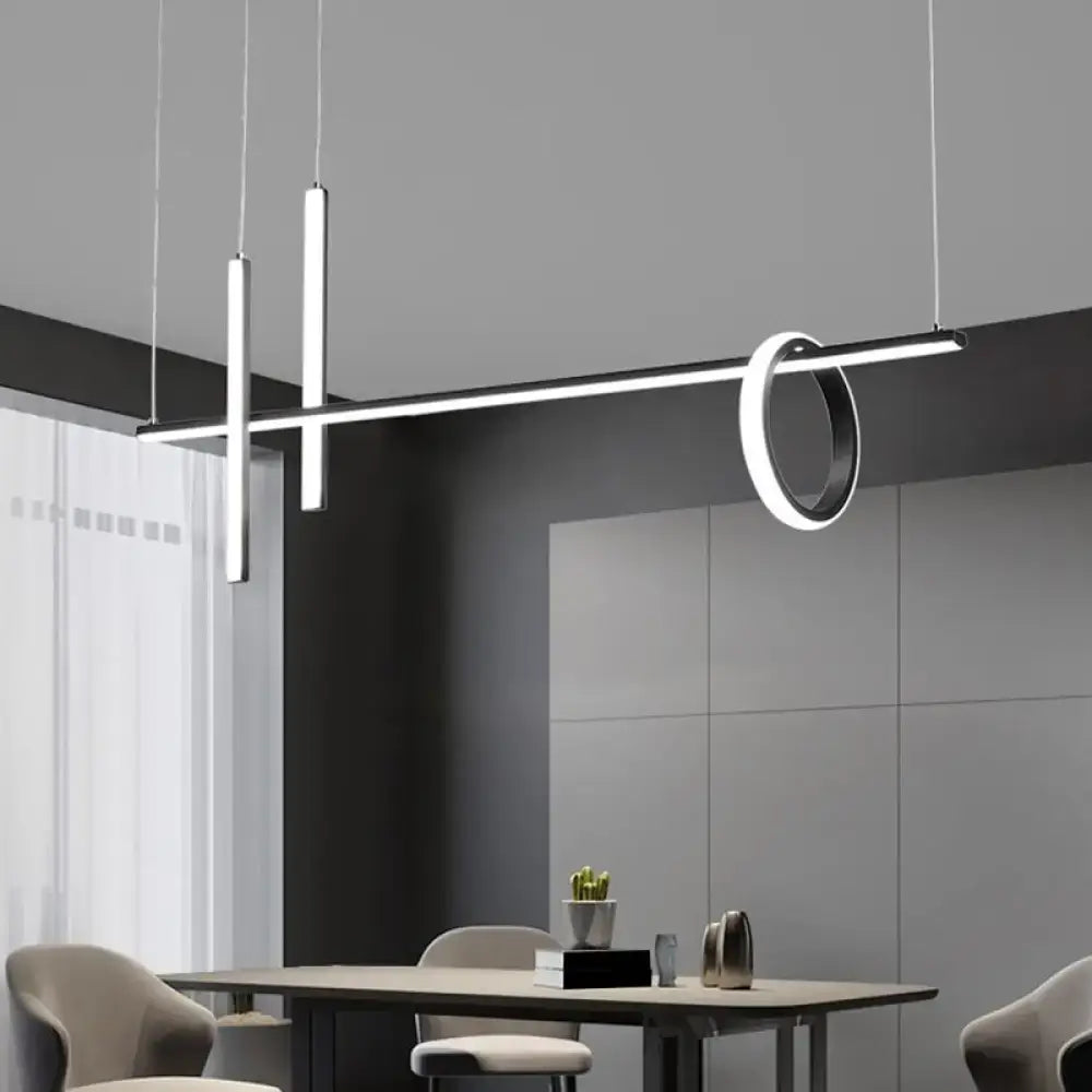Modern minimalist black acrylic led pendant light dining room kitchen