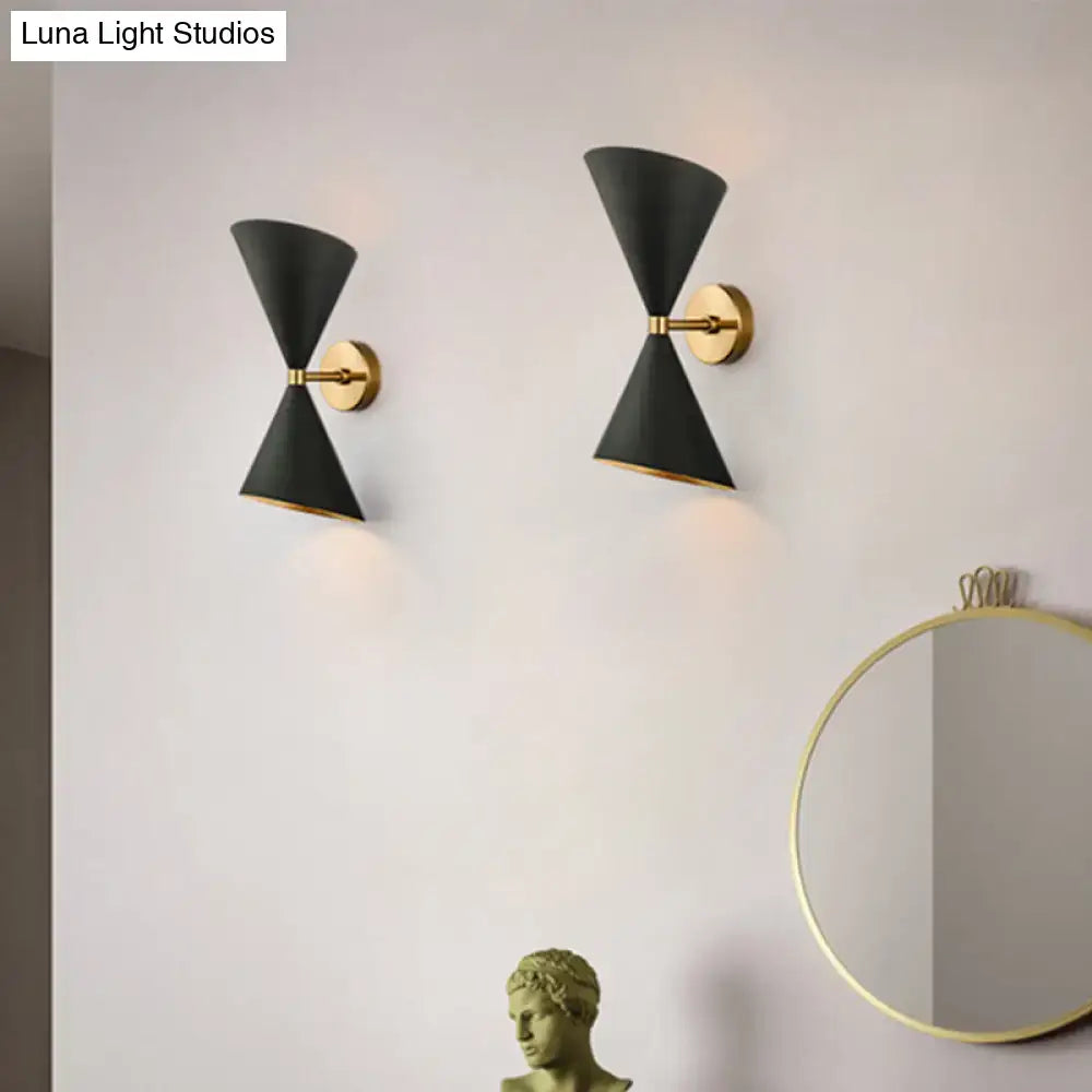 Modern minimalist black & gold wall light fixture bedroom sconce