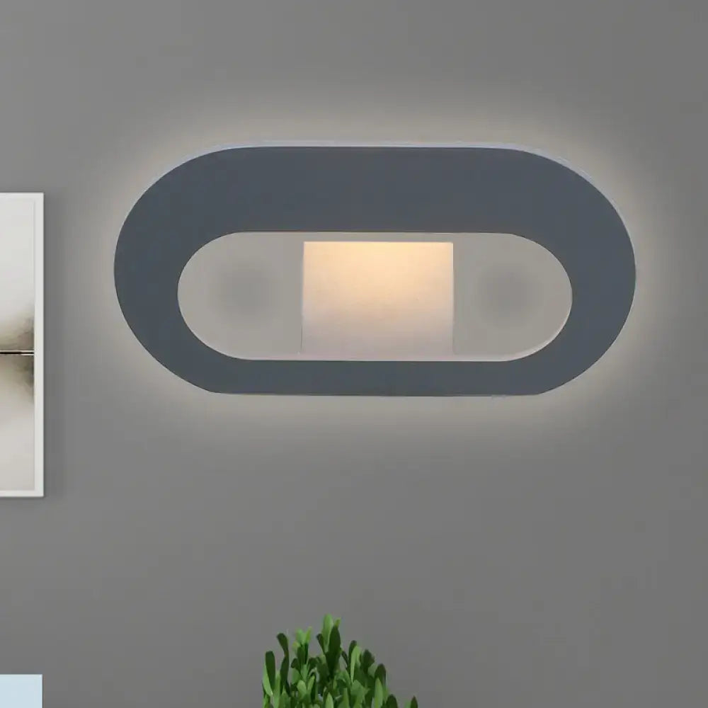 Modern minimalist black & grey oval shade wall lamp bedroom lighting