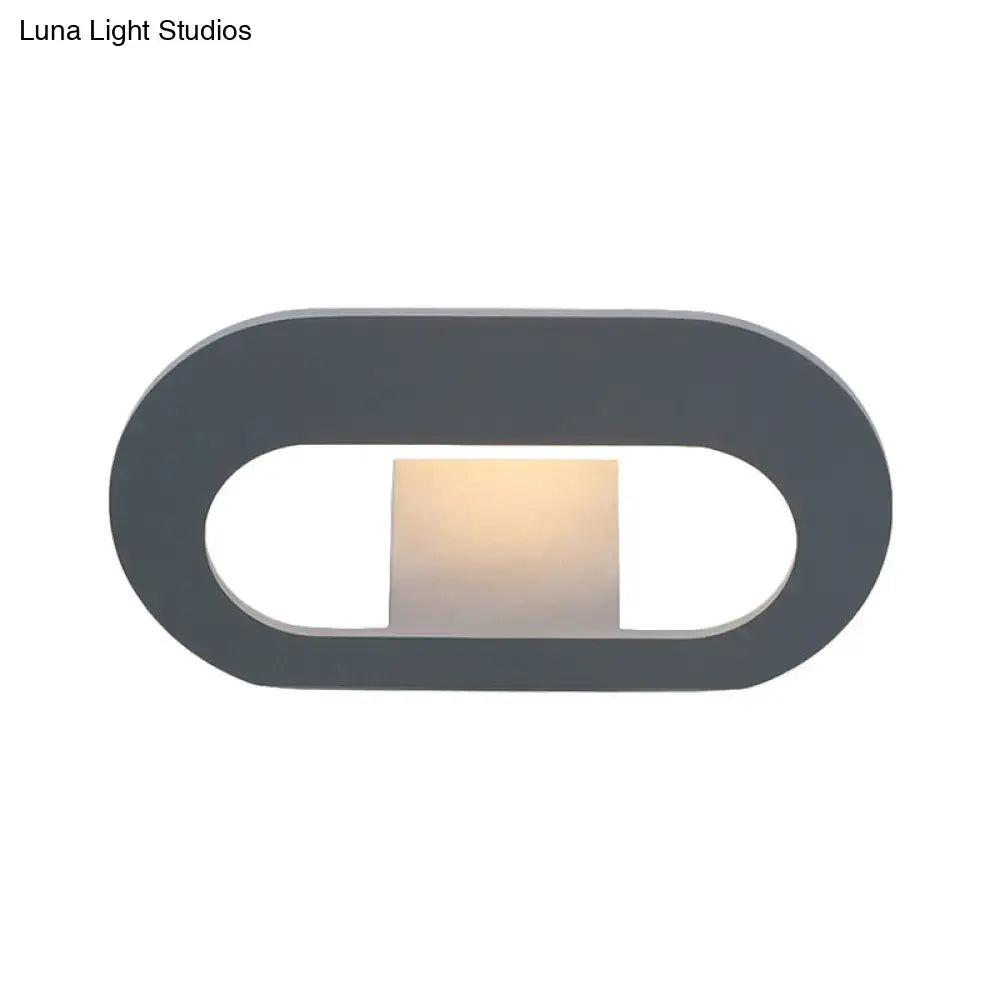 Modern minimalist black & grey oval shade wall lamp bedroom lighting