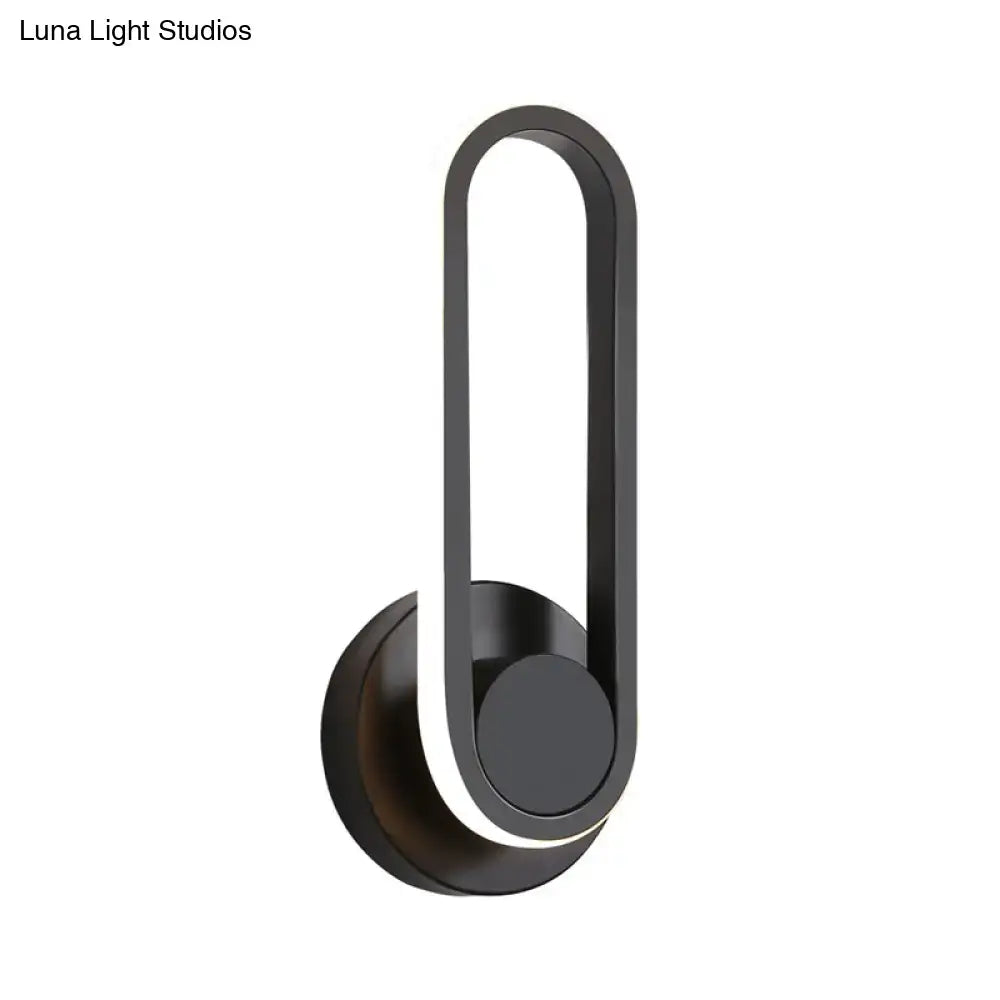 Modern minimalist black matte oval led wall sconce living room light