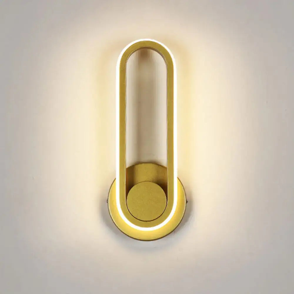Modern minimalist black matte oval led wall sconce living room light