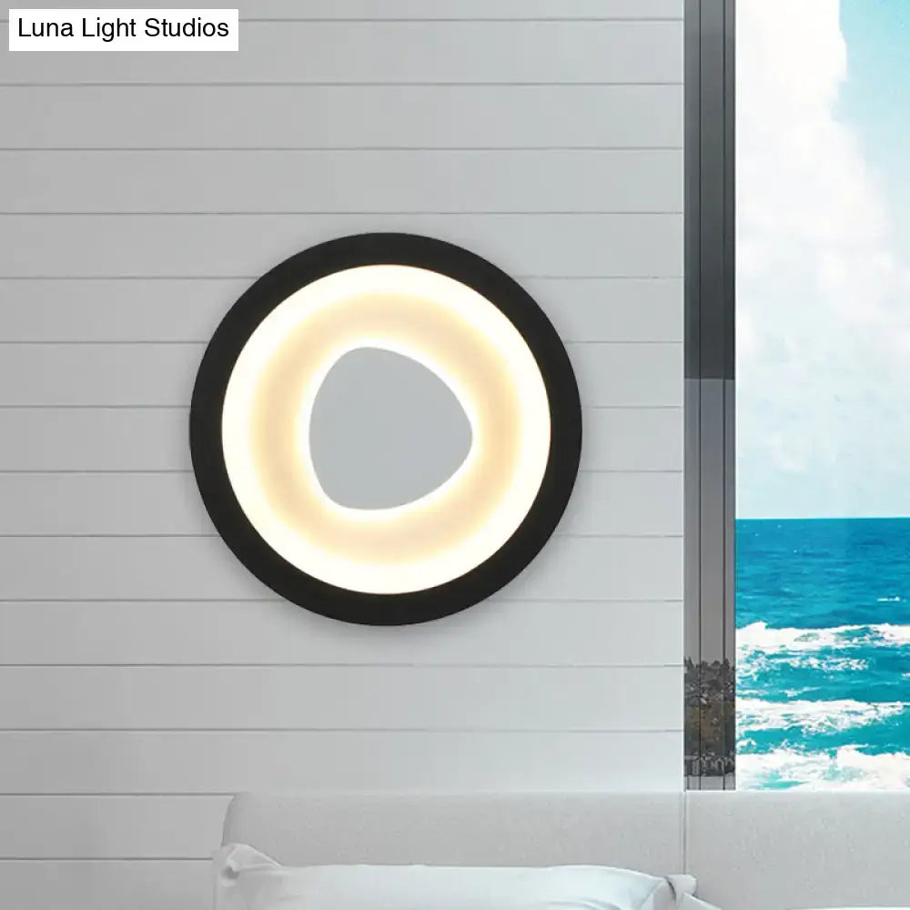 Modern minimalist black mirror wall light with acrylic shade bedroom