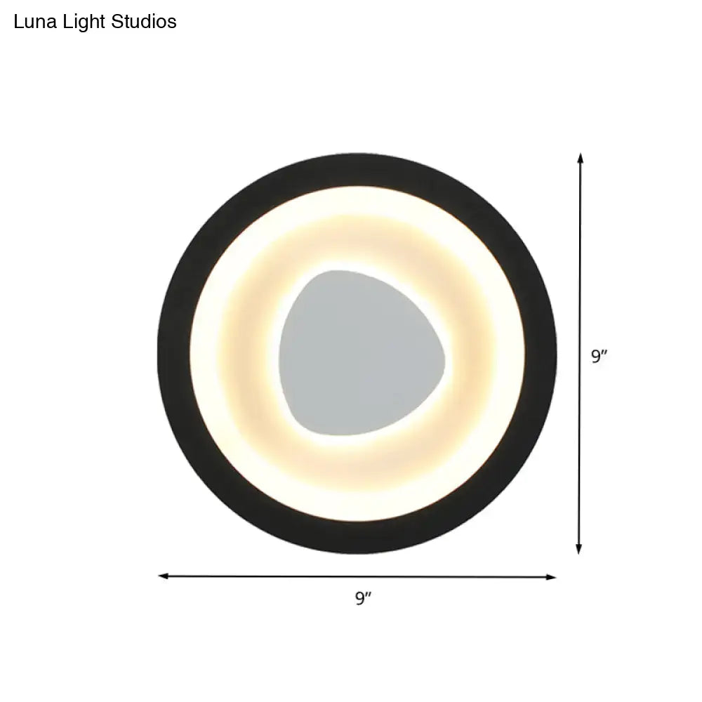Modern minimalist black mirror wall light with acrylic shade bedroom