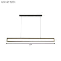 Modern black rectangle frame iron pendant light with sleek minimalist design 47 inch length for island dining room