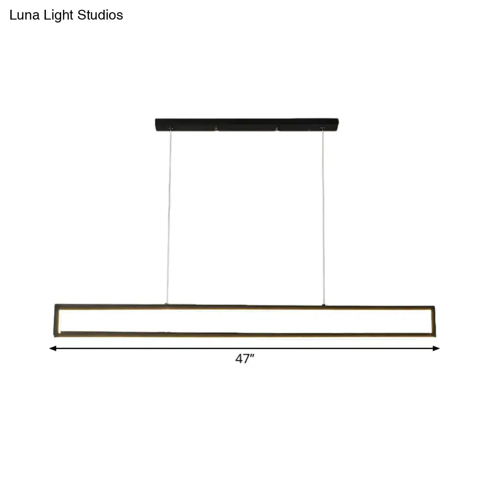 Modern minimalist black rectangle frame iron island light dining room