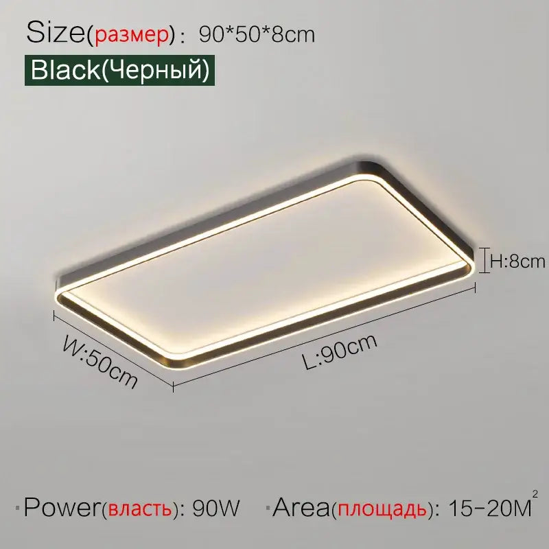 Modern minimalist black ring led ceiling lights bedroom lamp