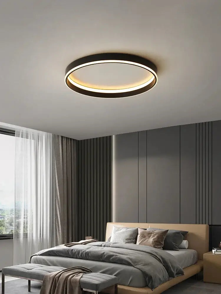 Modern minimalist black ring led ceiling lights bedroom lamp
