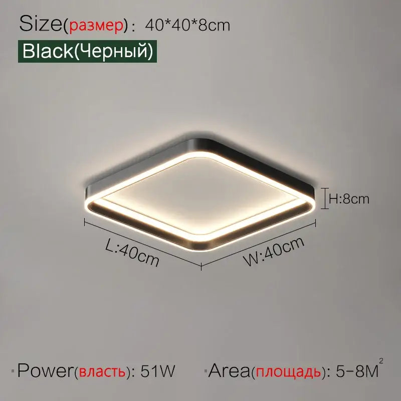 Modern minimalist black ring led ceiling lights bedroom lamp