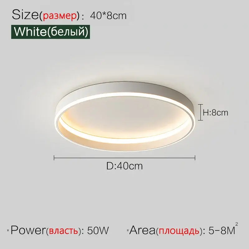 Modern minimalist black ring led ceiling lights bedroom lamp