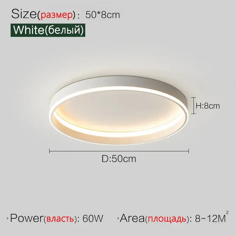 Modern minimalist black ring led ceiling lights bedroom lamp