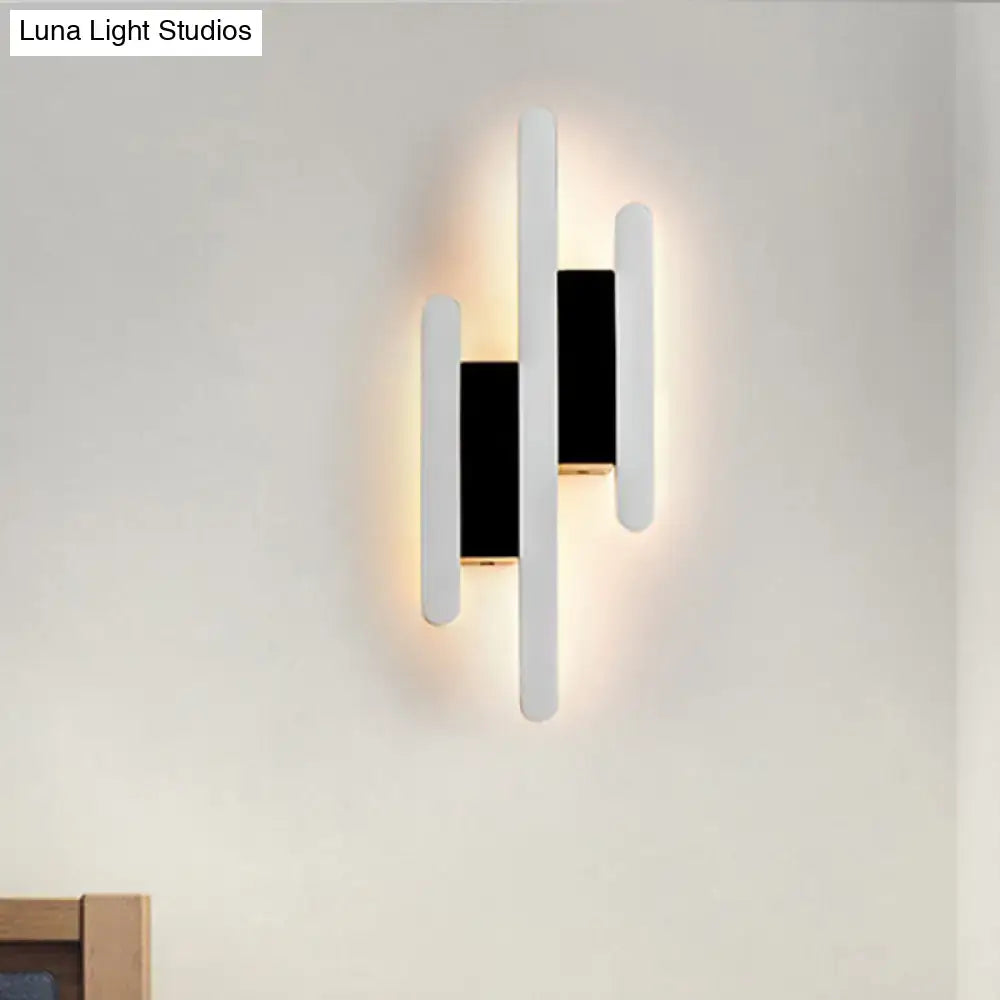 Modern minimalist black & white led wall sconce bedroom warm white light