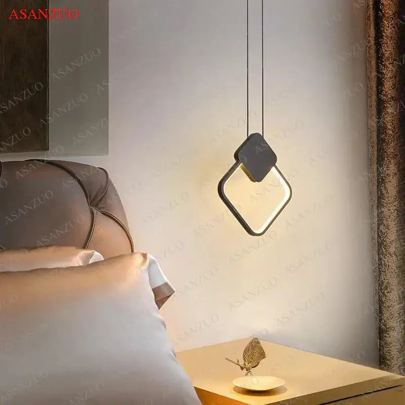 Modern minimalist black & white ring pendant lamp dining room led