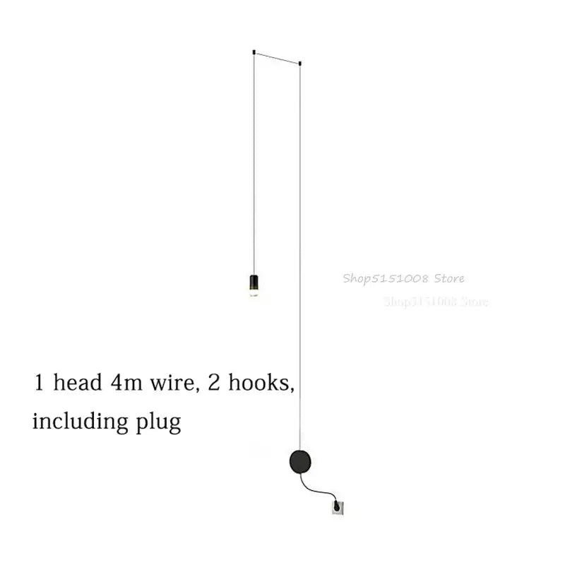 Modern minimalist decorbites black rope pendant lamp living room light