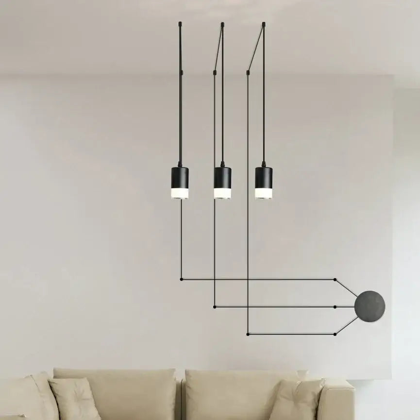 Modern minimalist decorbites black rope pendant lamp living room light