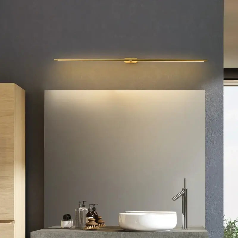 Modern minimalist gold led mirror light bathroom wall fixture