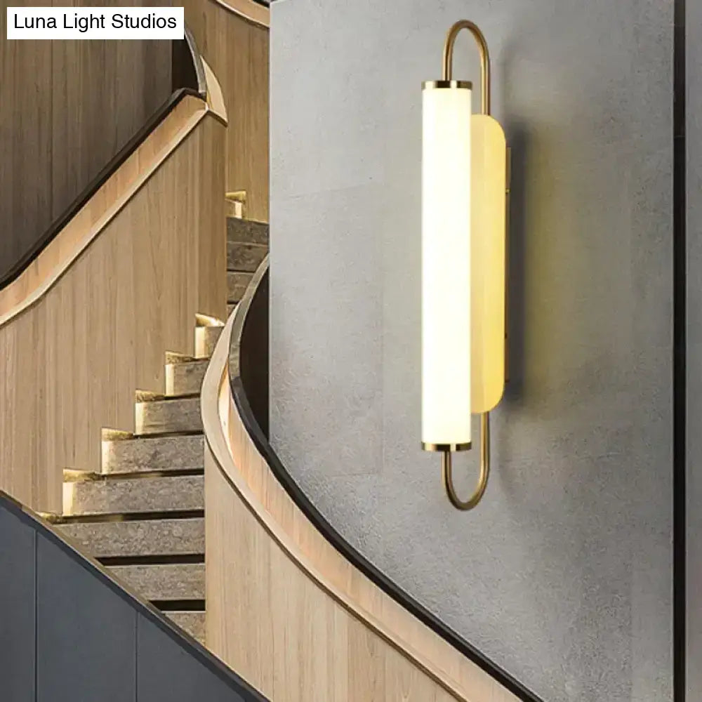Modern minimalist gold led wall lamp bedroom cylindrical sconce
