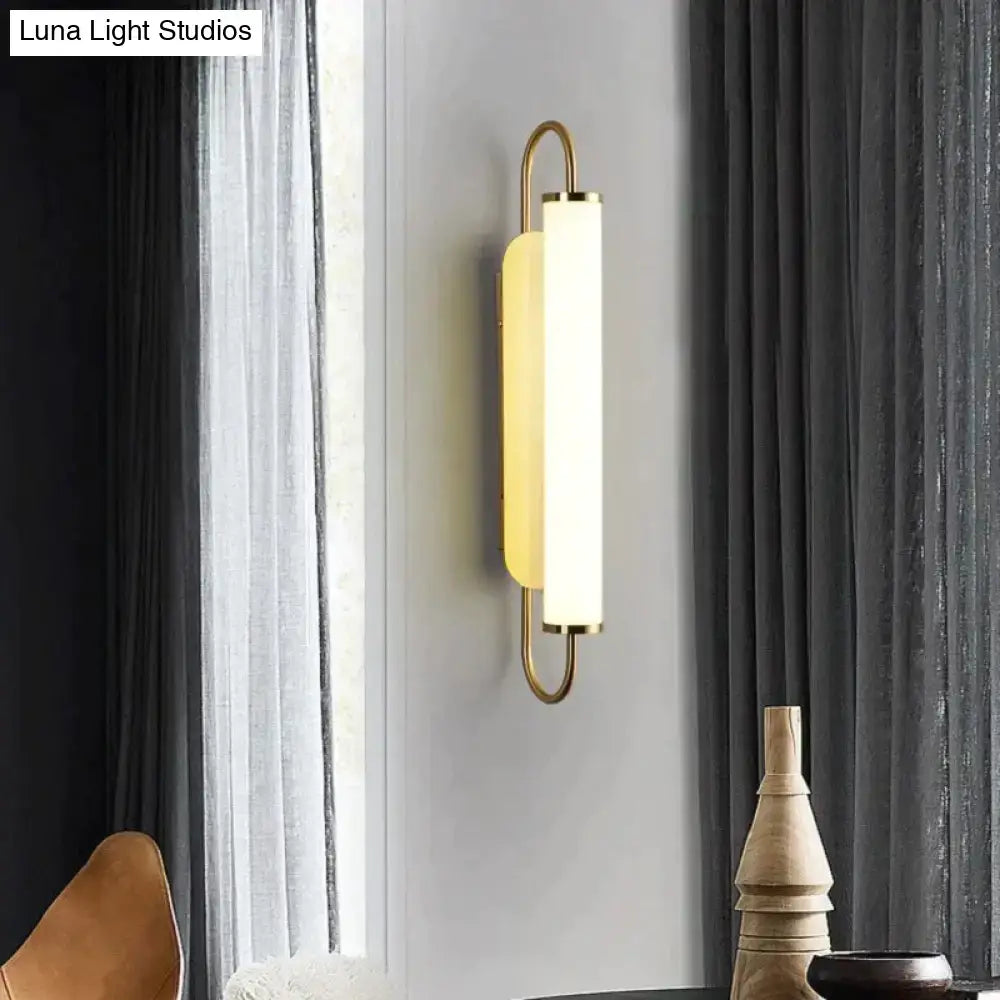 Modern minimalist gold led wall lamp bedroom cylindrical sconce