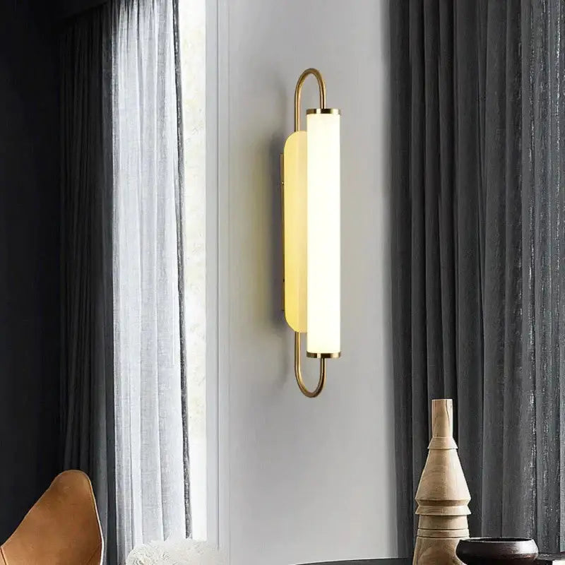 Modern minimalist gold led wall lamp bedroom cylindrical sconce