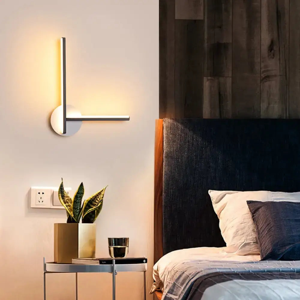 Modern minimalist linear wall light fixture for bedroom warm & white