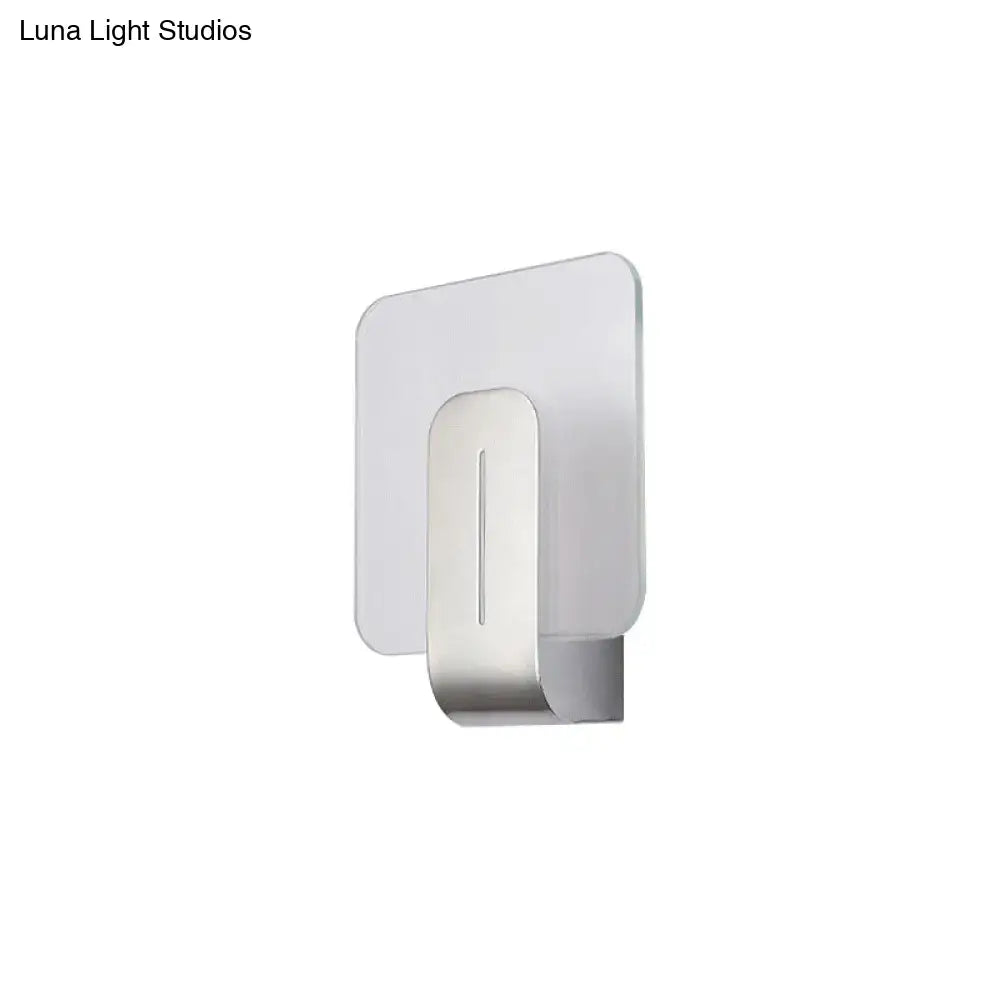Modern minimalist nickel led bathroom wall sconce with glass shade