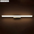 Modern minimalist silver led vanity lamp wall sconce with sleek rectangular design and warm white light bulb illumination