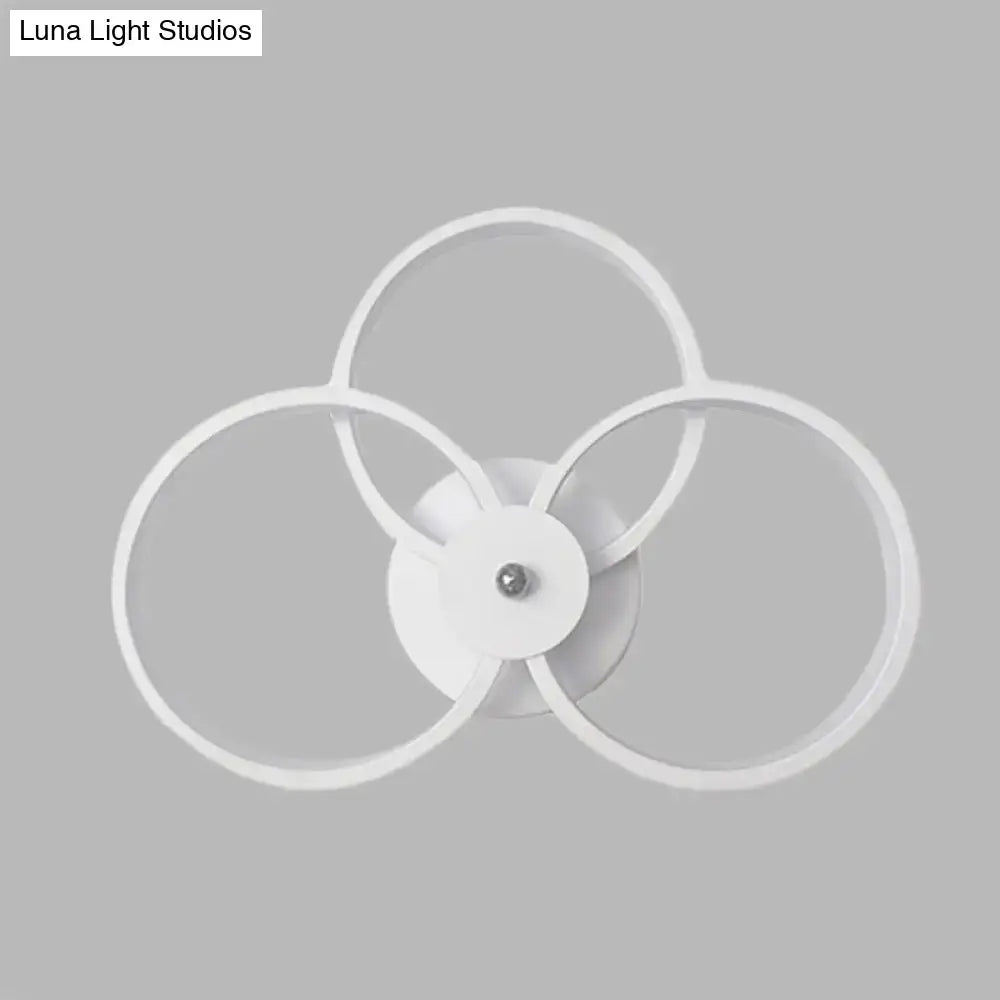 Modern minimalist white 3-ring wall sconce light fixture bedroom light