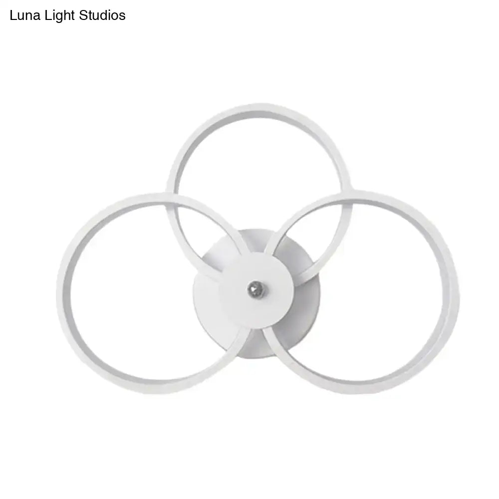 Modern minimalist white 3-ring wall sconce light fixture bedroom light