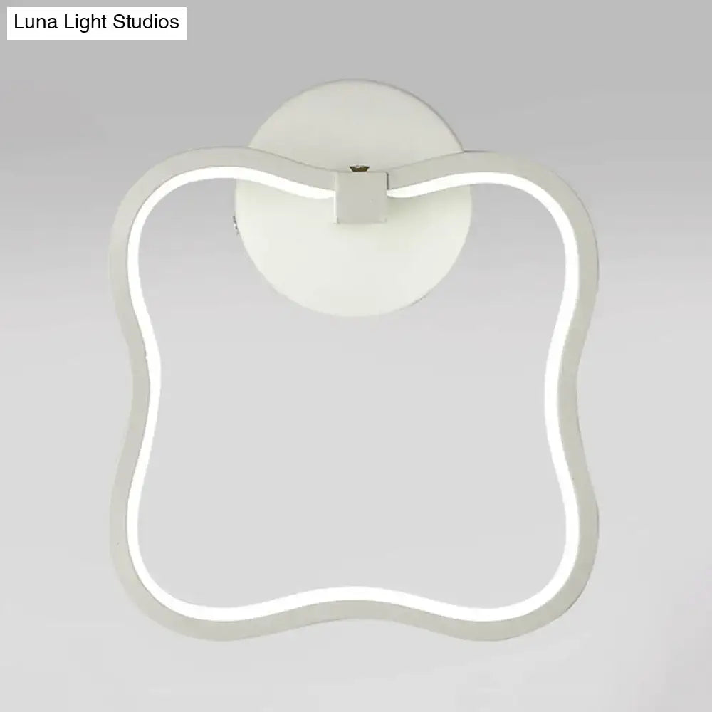 Modern minimalist white curved square led wall sconce bedroom light