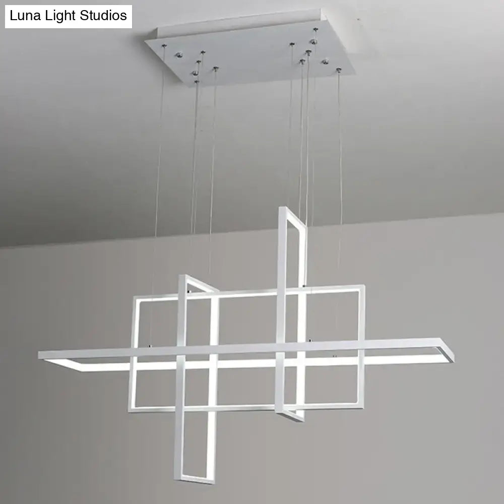 Modern minimalist white led rectangular pendant light kitchen x10 x12