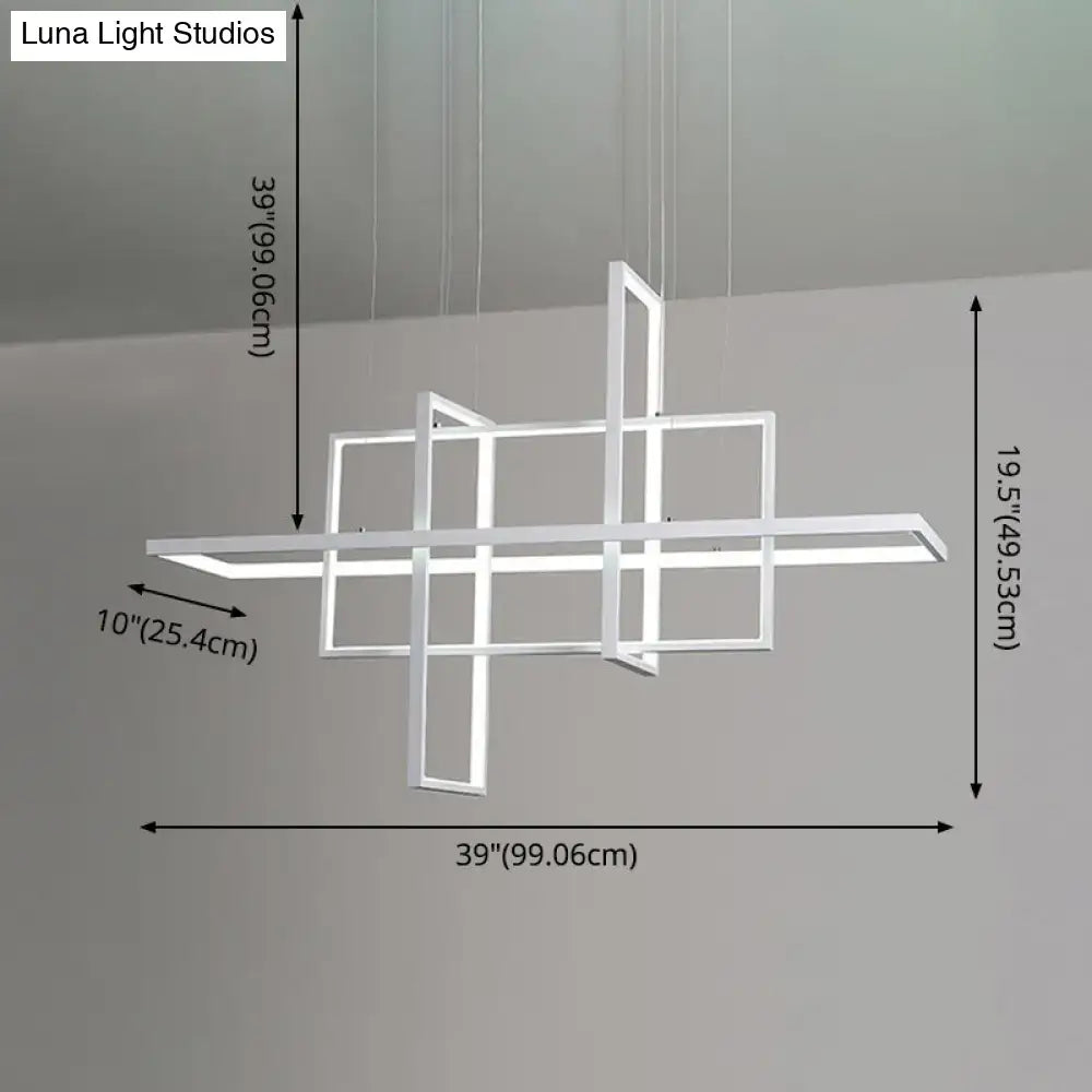Modern minimalist white led rectangular pendant light kitchen x10 x12