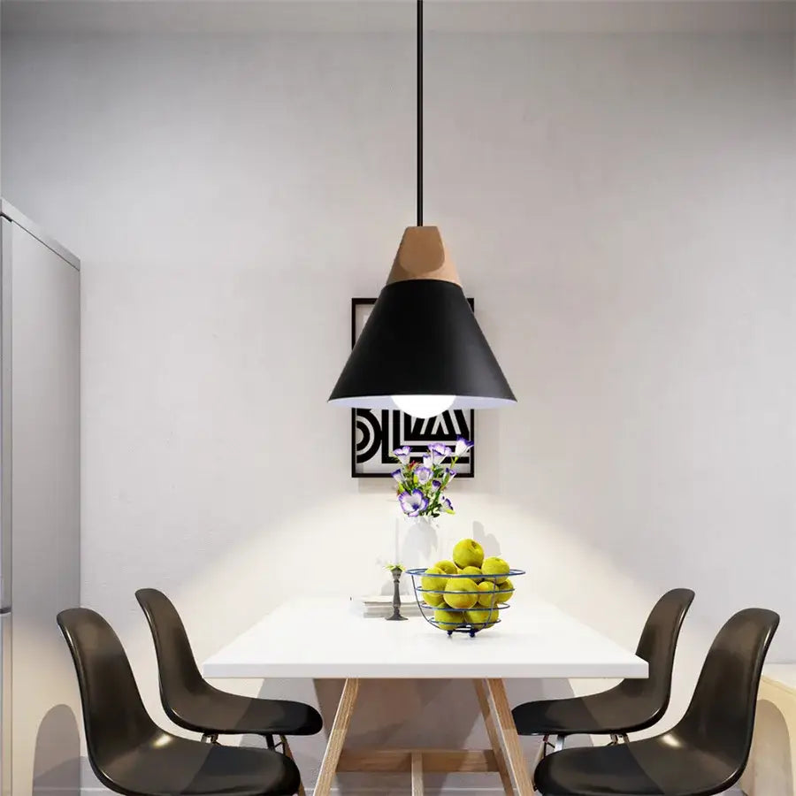 Modern multicolor decorbites cone wood pendant light dining room set