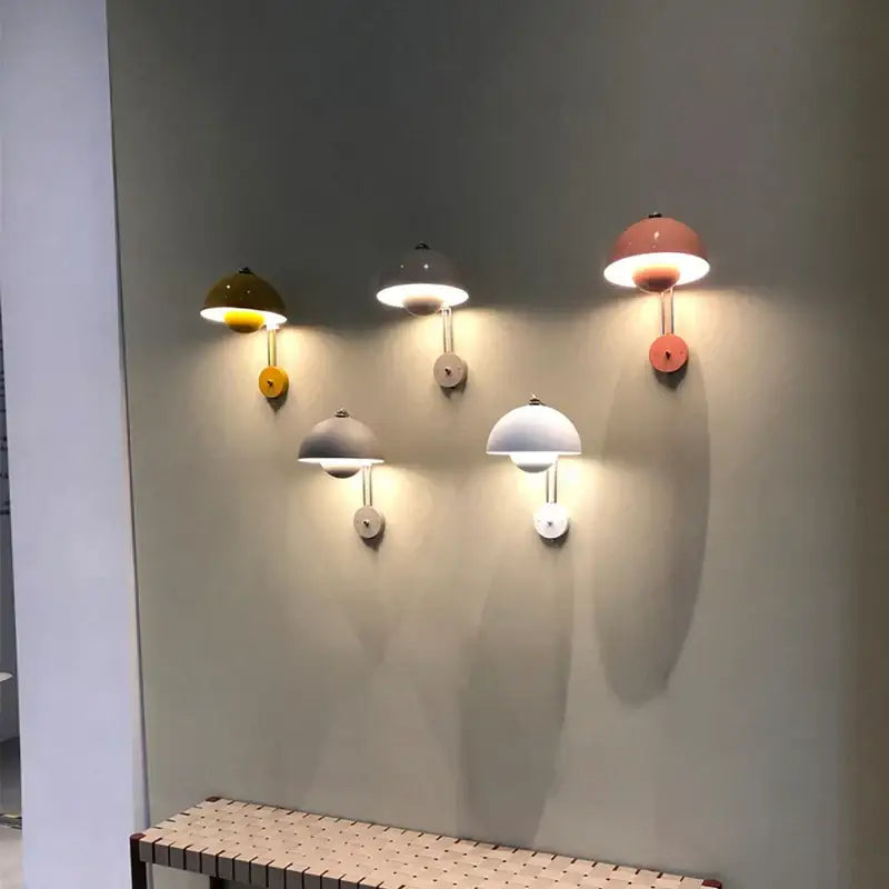 Modern mushroom colorful led bedside wall lamp for bedroom
