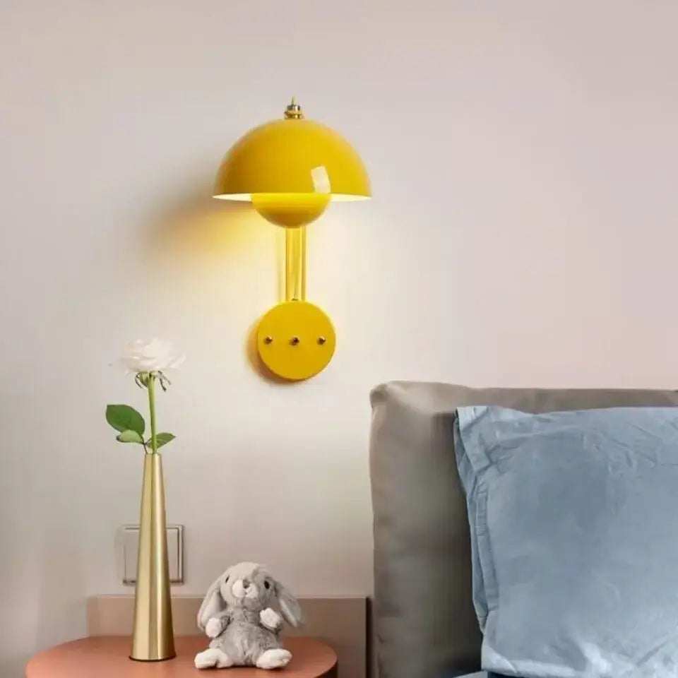 Modern mushroom colorful led bedside wall lamp for bedroom